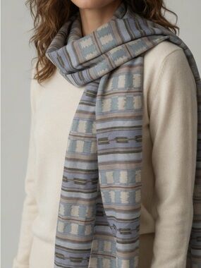 Vintage ECHO 100% Silk Scarf – 1970s/80s Ikat Stripe Design